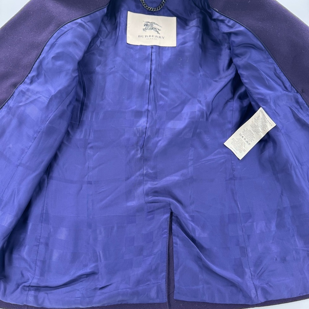 Burberry eggplant Wool cashmere Blend Double-Breasted Peacoat sz4 - Picture 5 of 10